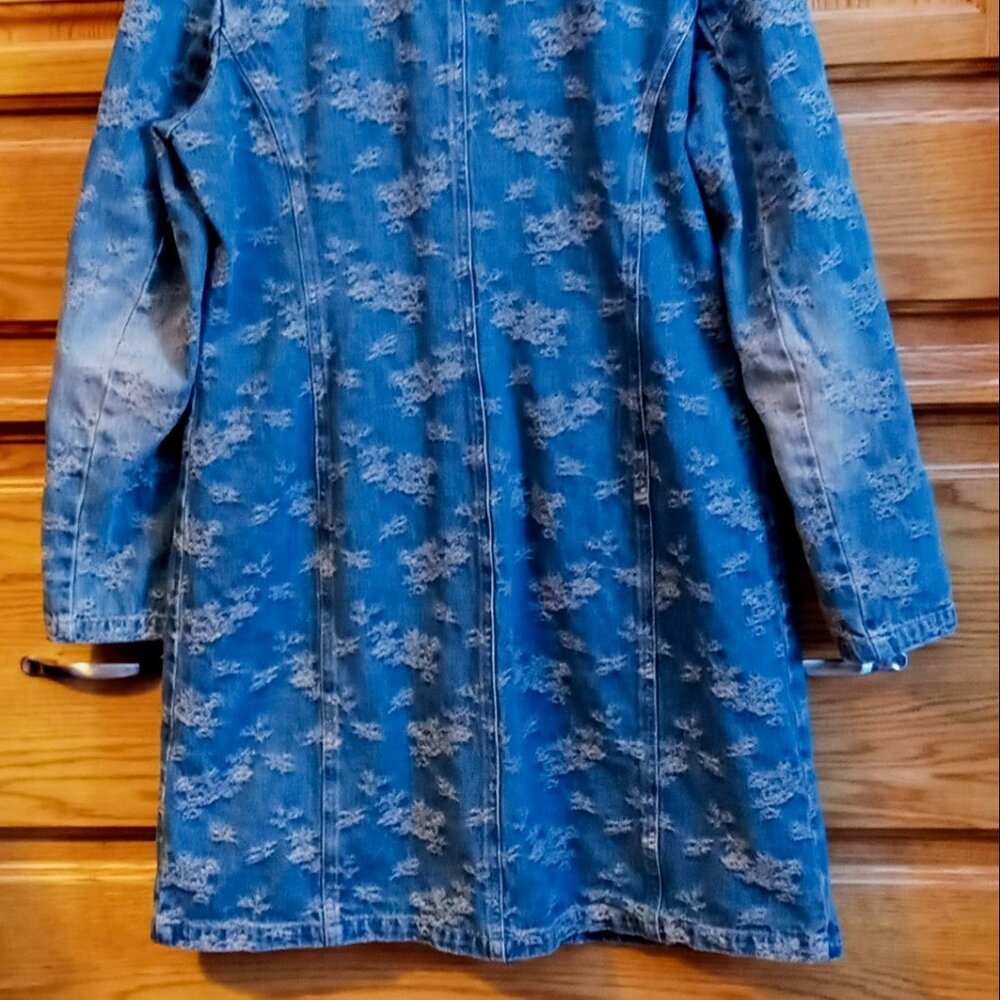 SOLD!!! Vintage Newport News Jeanology Floral Denim Jean Duster Jacket Women’s - Picture 4 of 10